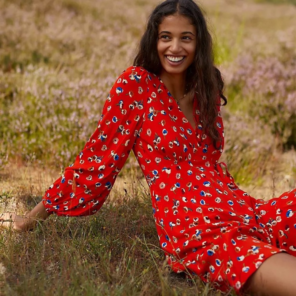 Anthropologie Maeve Petunia Wrap Mini Dress